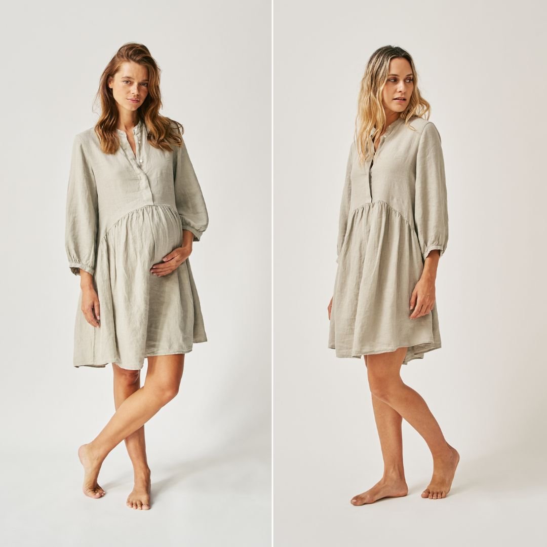 The Linen Shirt Dress - Sage