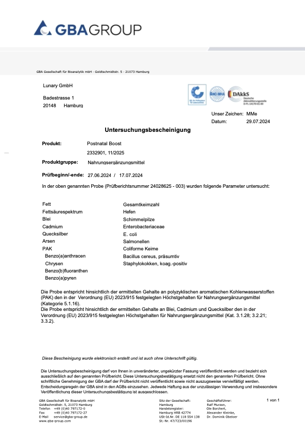 LUNARY POSTNATAL BOOST – Mikronährstoffe für die Zeit nach der Geburt