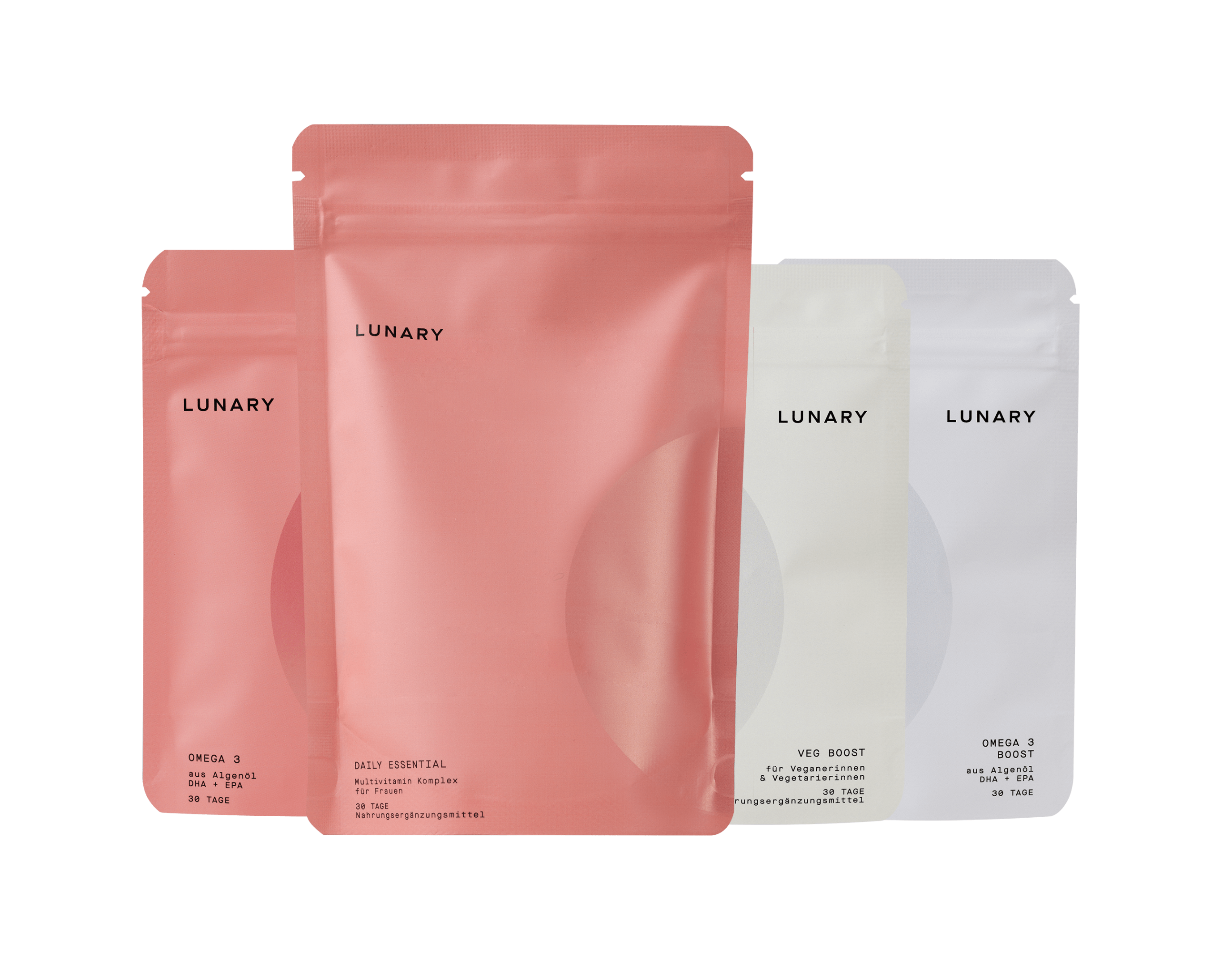 Set Daily Essential plus Veg Boost Produkte in stilvoller Verpackung für vegane Ernährung, Nahrungsergänzung für Veganerinnen