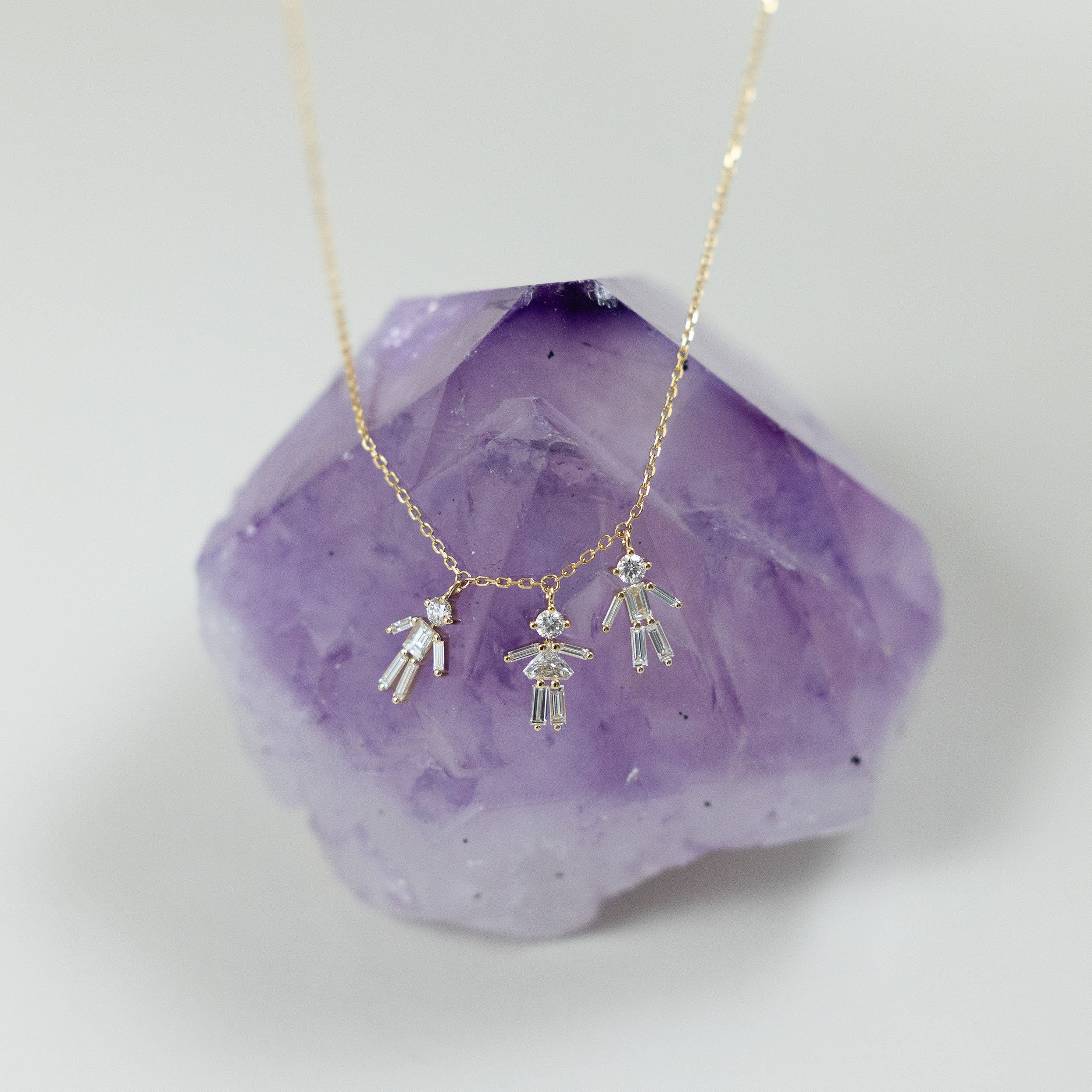 “The Little Ones” Necklace – 3 Pendants (18k Gold, Diamonds)