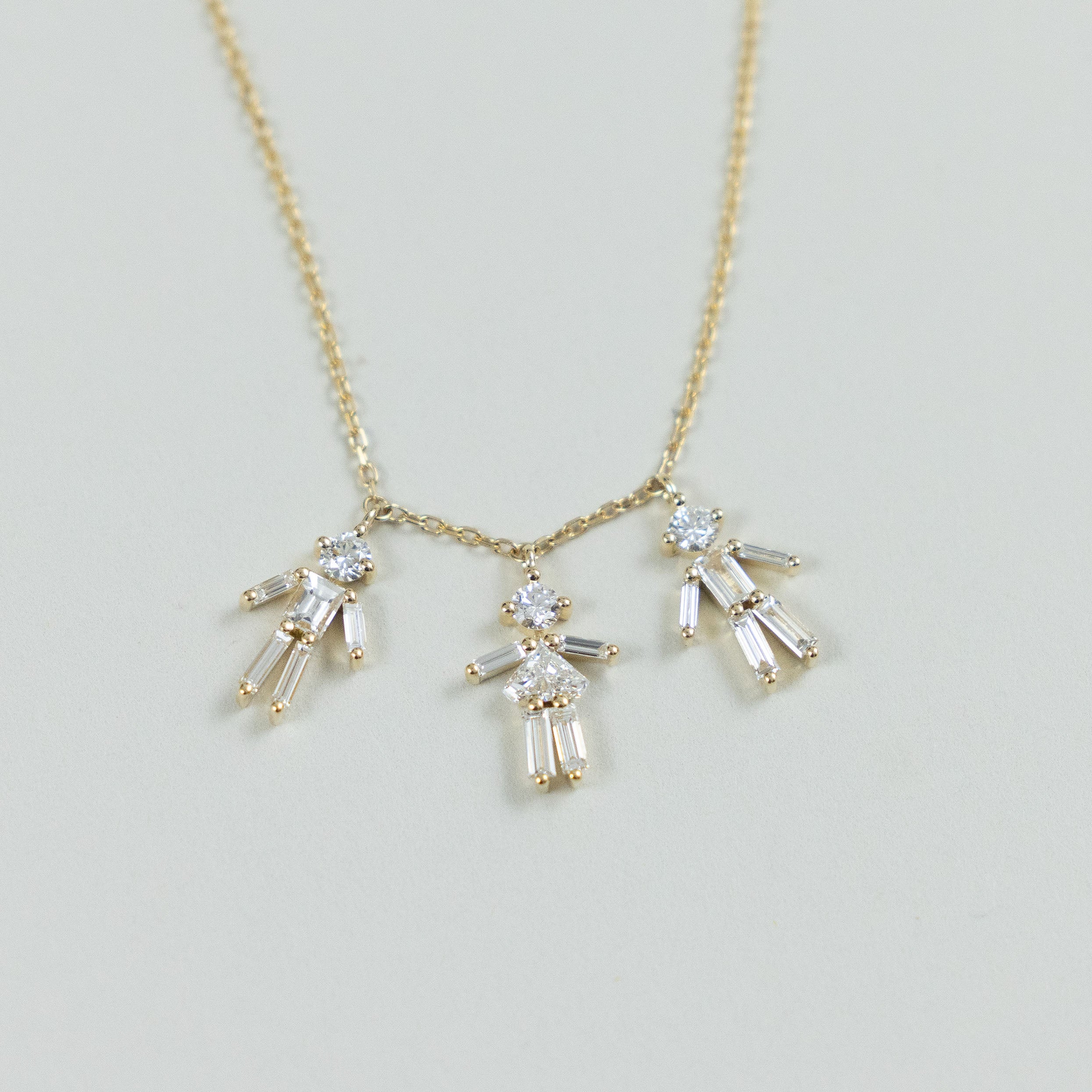 “The Little Ones” Necklace – 3 Pendants (18k Gold, Diamonds)