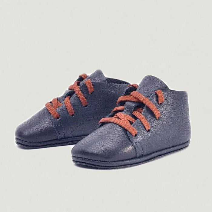 Lieblinge ökologische Lauflernschuhe schadstofffrei Dessertboots für Laufstarter Ansicht mit Naturkautschuksohle #farbe_navy