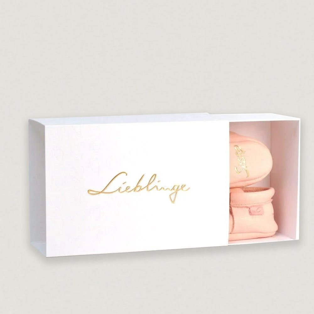 Lieblinge Barfußschuhe Sissi Rasche Krabbelschuh rosa Paar in Lieblinge Box