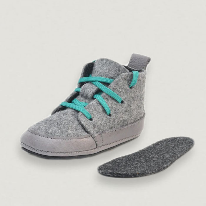 Lieblinge ökologische Lauflernschuhe schadstofffrei FILZBOOTIES für Laufstarter_Filzeinlage #farbe_grau