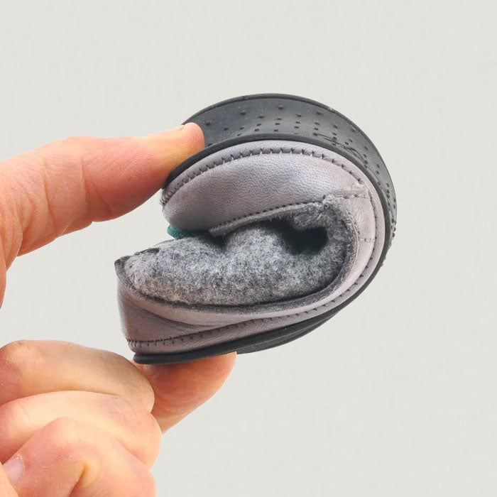 Lieblinge ökologische Lauflernschuhe schadstofffrei FILZBOOTIES für Laufstarter_flexible Sohle #farbe_grau