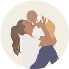 Zeichnung Mama hält Baby hoch