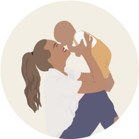 Zeichnung Mama hält Baby hoch