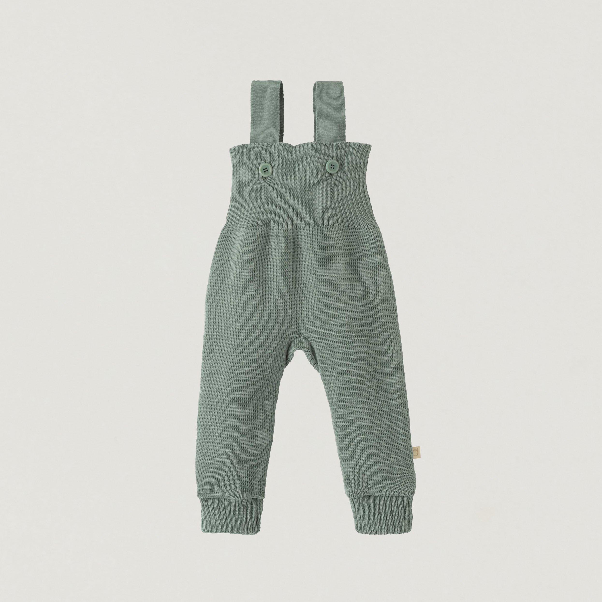 Trägerhose aus Wolle von Disana in jade