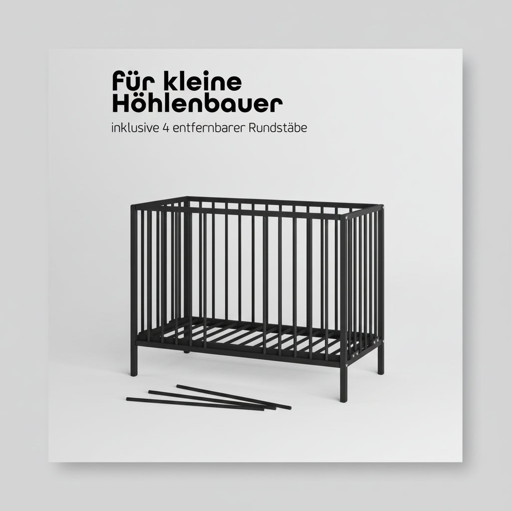 Sämann Beistellbett schwarz