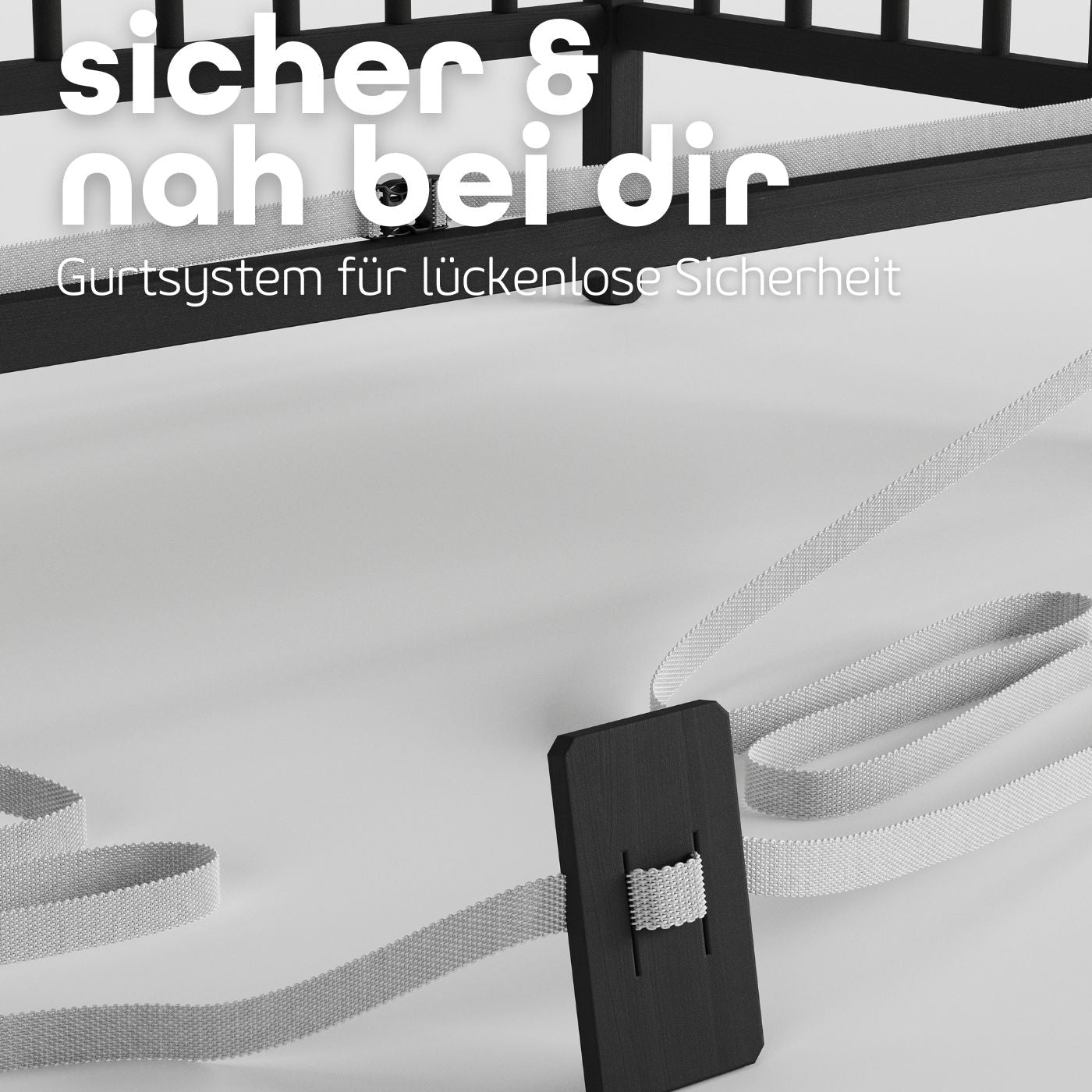 Sämann Beistellbett Schwarz Sicherung