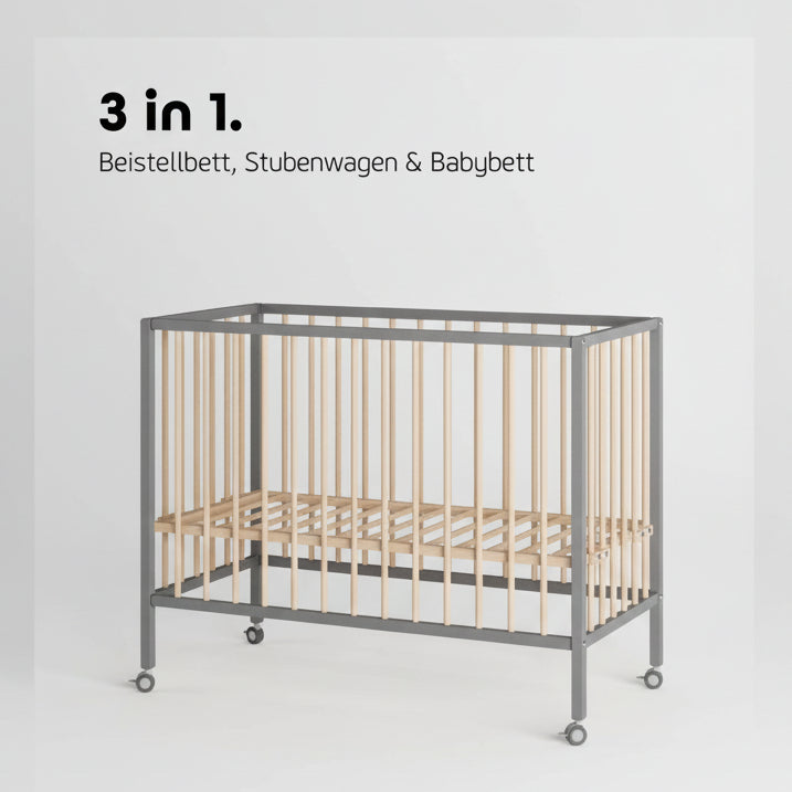 Saemann Beistellbett grau natur