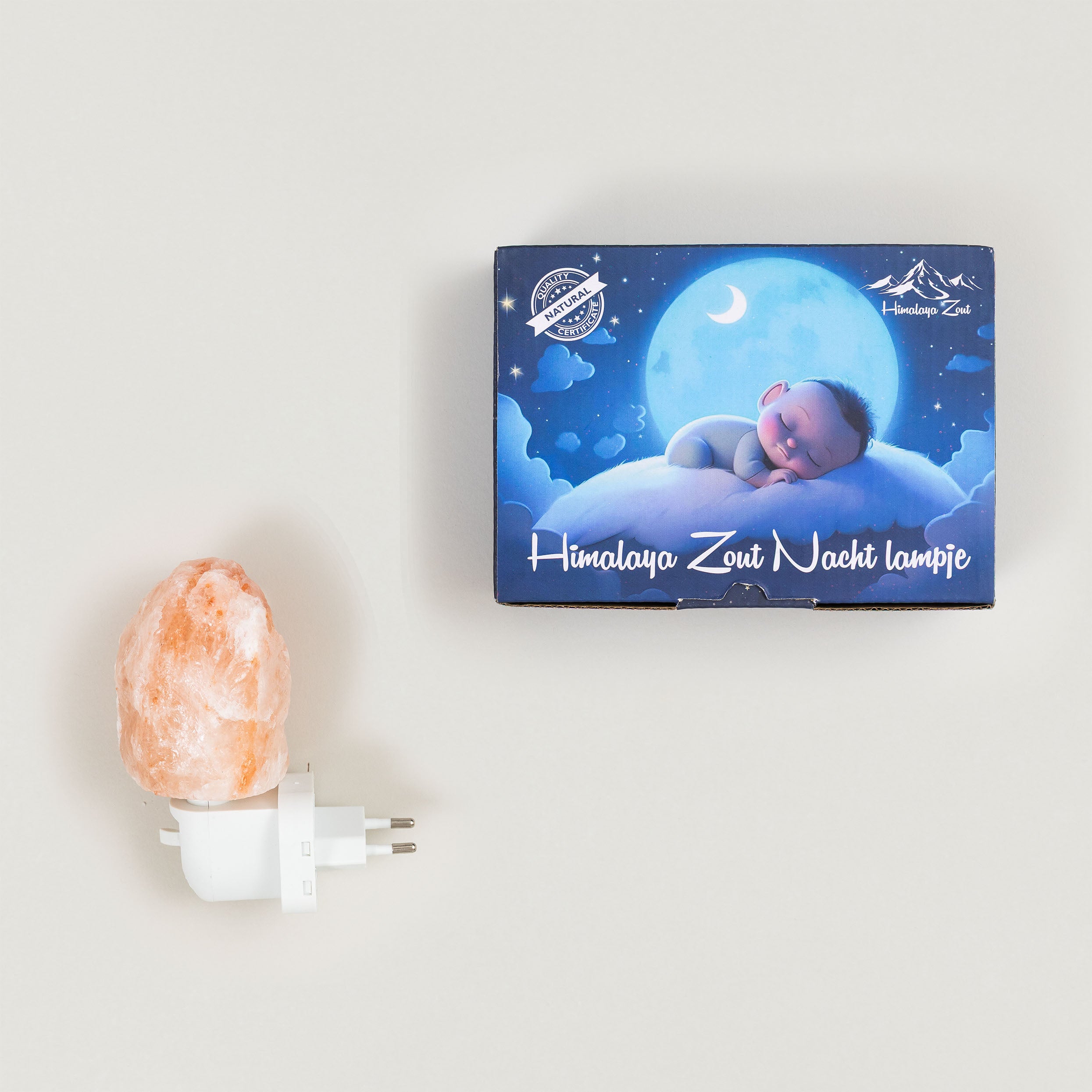 Produktfoto Nachtlichtlampe Salzstein mit Karton