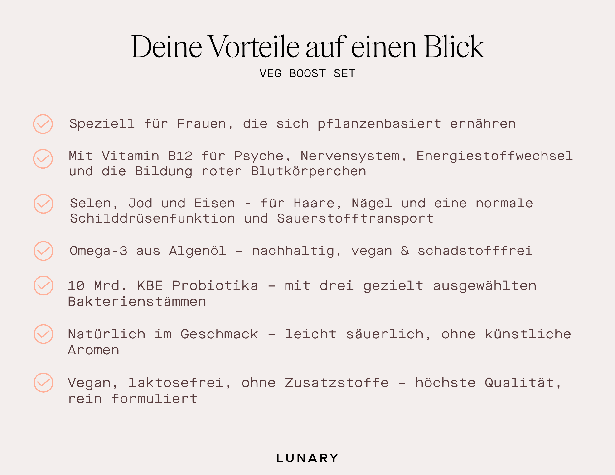 Lunary Veg Boost Set: Vorteile für Frauen, pflanzenbasierte Ernährung, mit Vitamin B12, Selen, Jod und Eisen, Nahrungsergänzung für Veganerinnen
