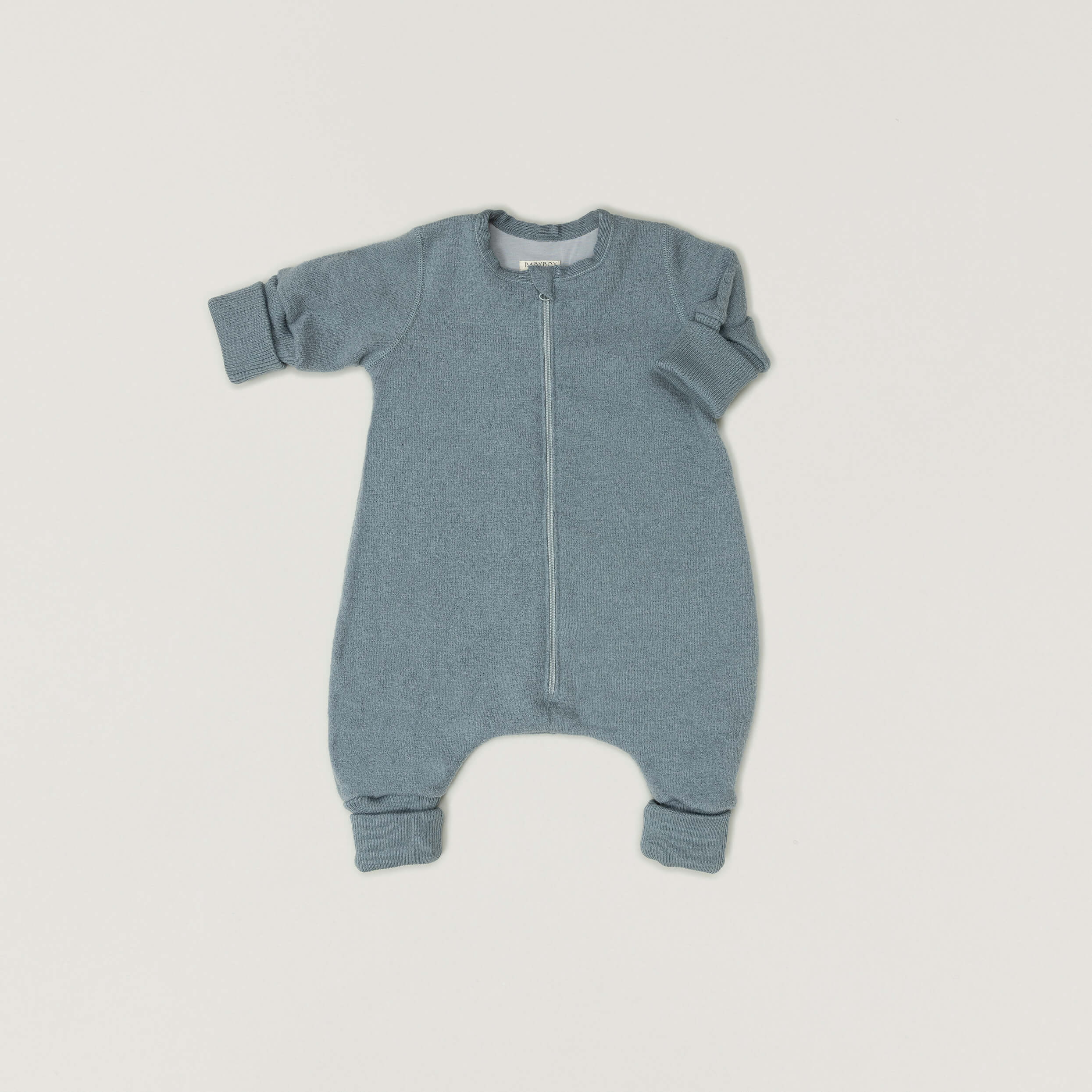 Produktfoto Schlafsack mit Bein aus Wollwalk rauchblau