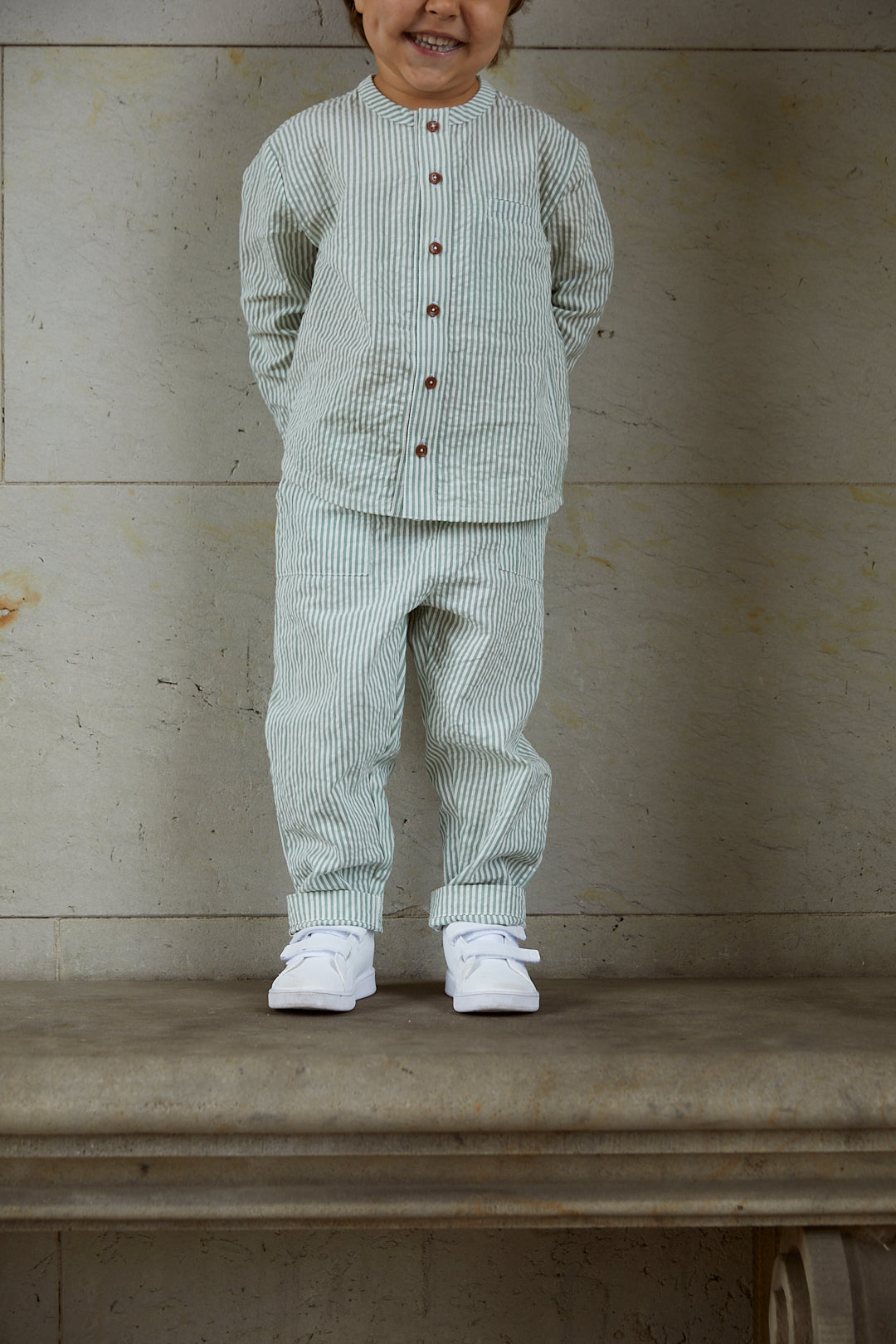 Seersucker Hose gestreift