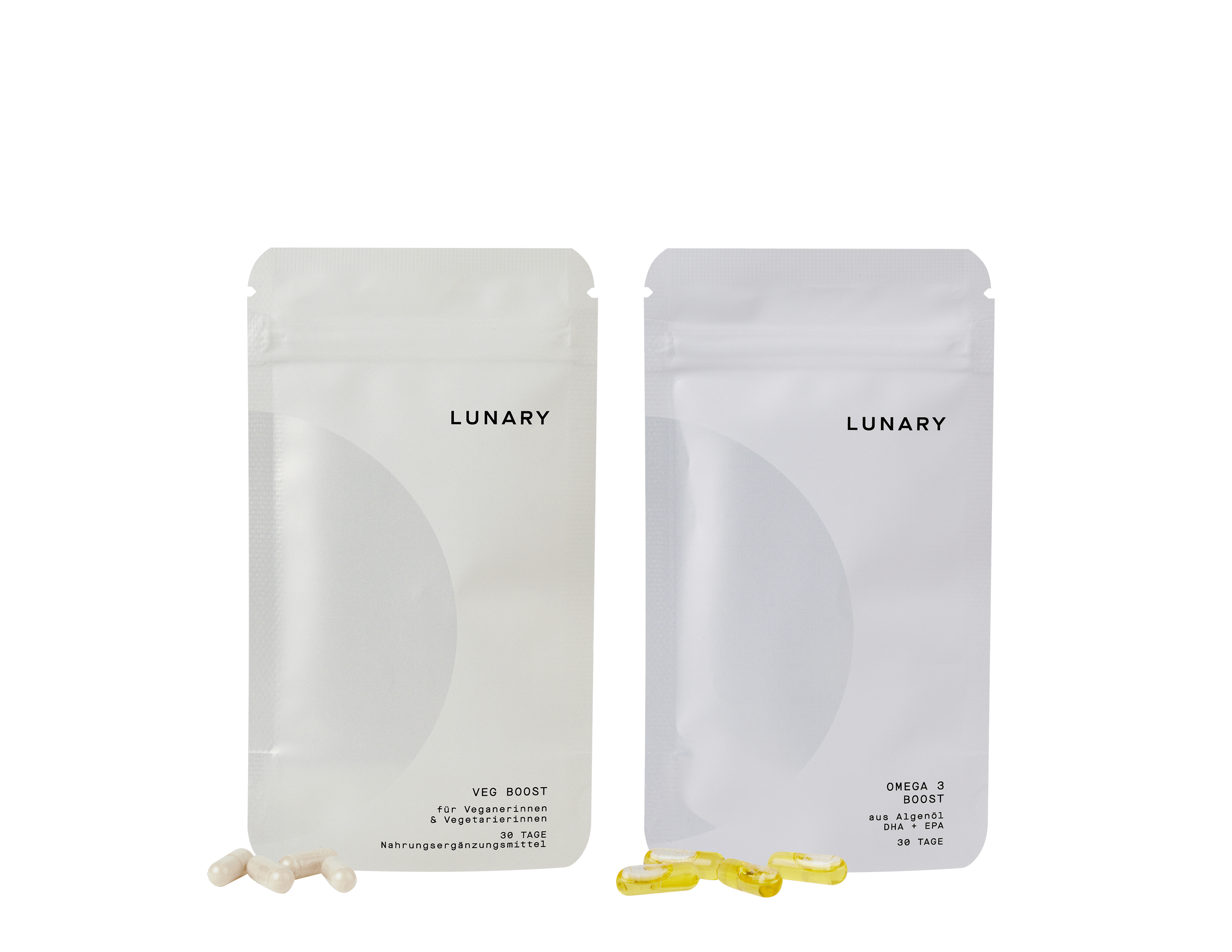 Lunary Veg Boost und Omega 3 Boost Nahrungsergänzungsmittel für eine pflanzliche Ernährung, Nahrungsergänzung für Veganerinnen