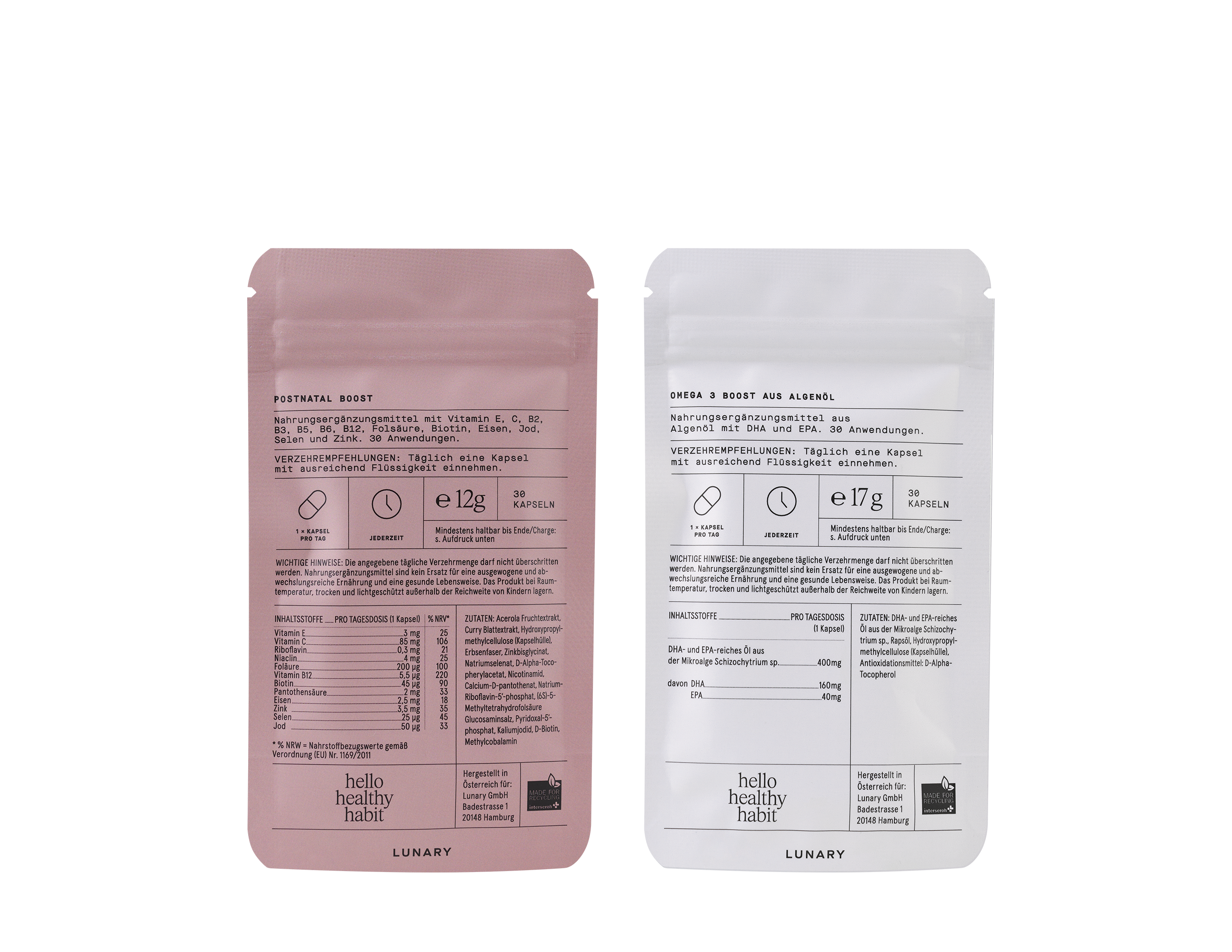 Lunary Postnatal plus Omega-3 Rückansicht
