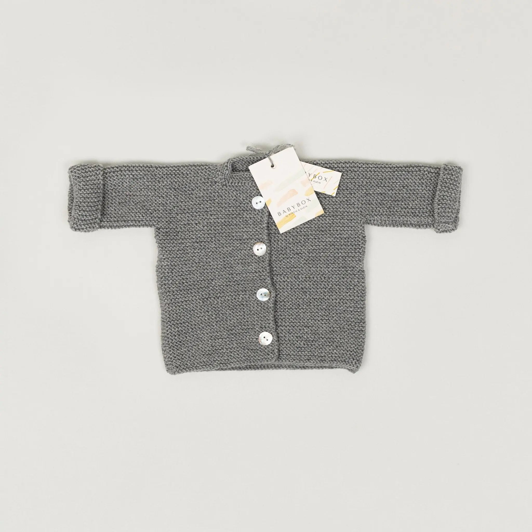 Babybox and Family BabyBox Collection Handmade Strickjacke aus Wolle 0-6m grau-bbh #farbe_0-6m