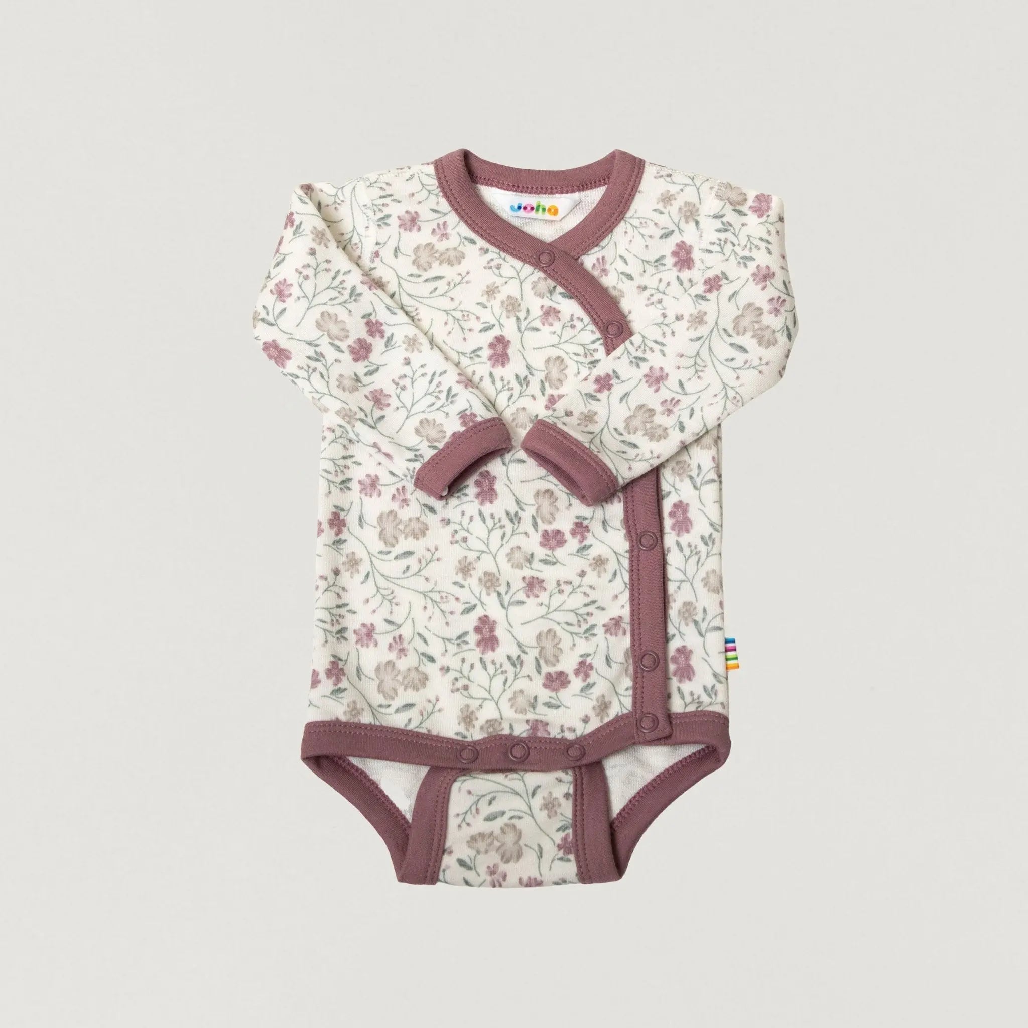 Babybox and Family Joha Wickelbody auf Basis von Wolle & Bambus mit floralem Print 40 blumenmuster-jh #farbe_40