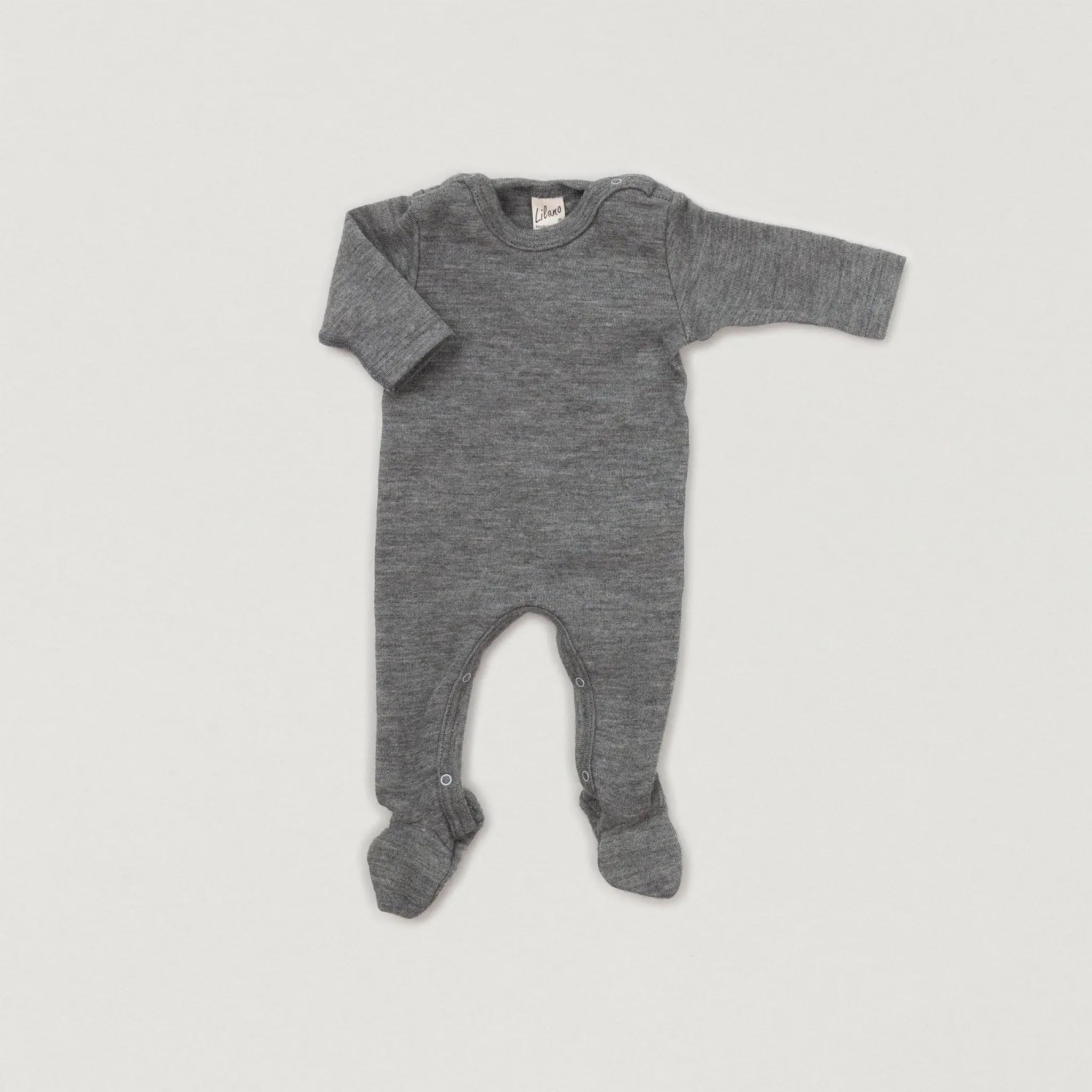 Babybox and Family Lilano Strampler aus Wolle & Seide grau-l 50 #farbe_grau-l