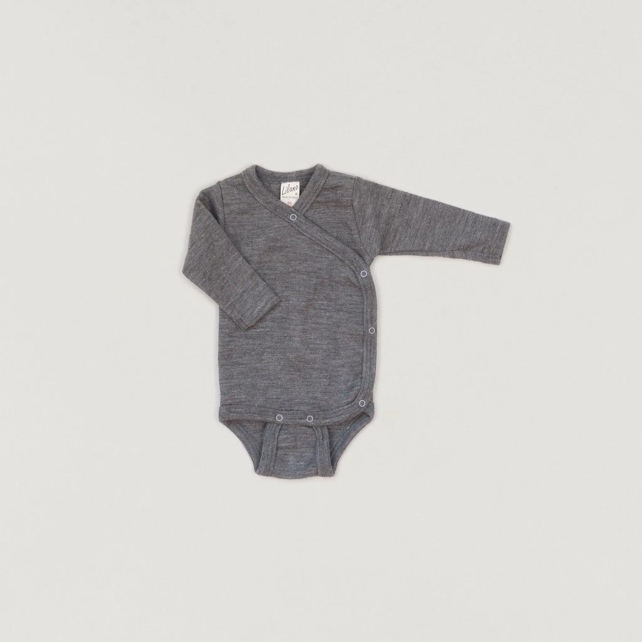 Babybox and Family Lilano Wickelbody aus Wolle & Seide - grau grau-l 56 #farbe_grau-l