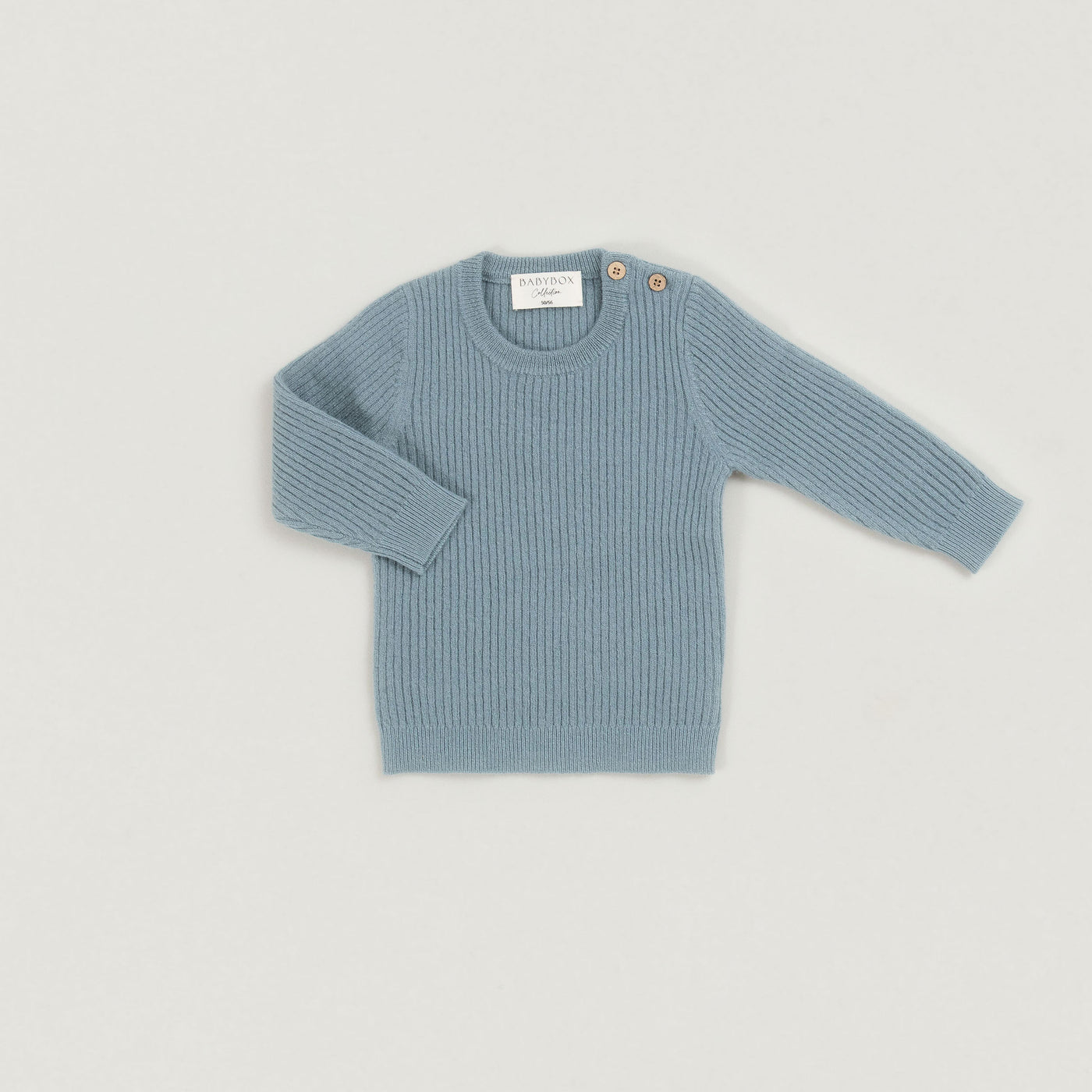 Produktfoto Pullover Rippstrick in Rauchblau vorne