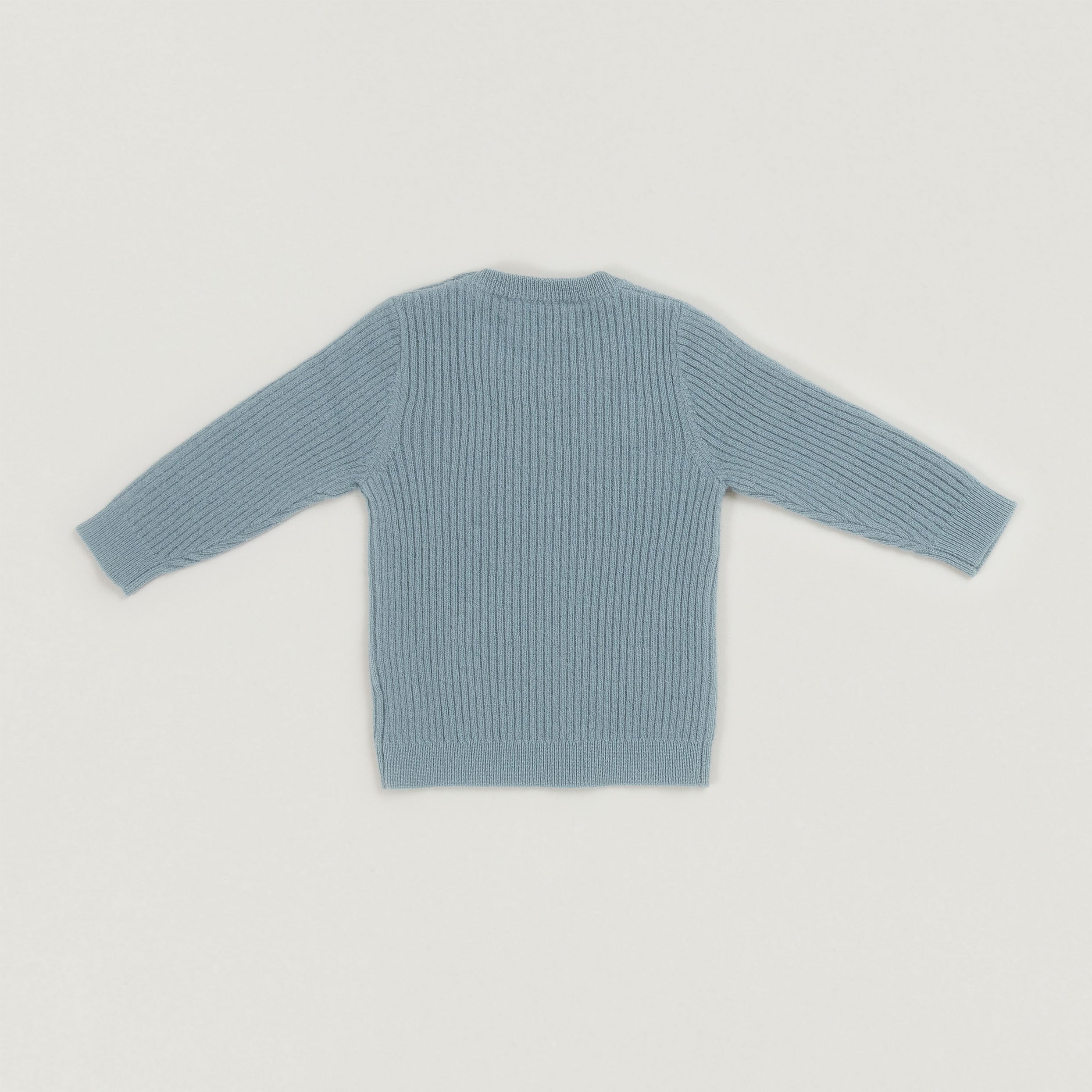 Produktfoto Pullover Rippstrick in Rauchblau hinten