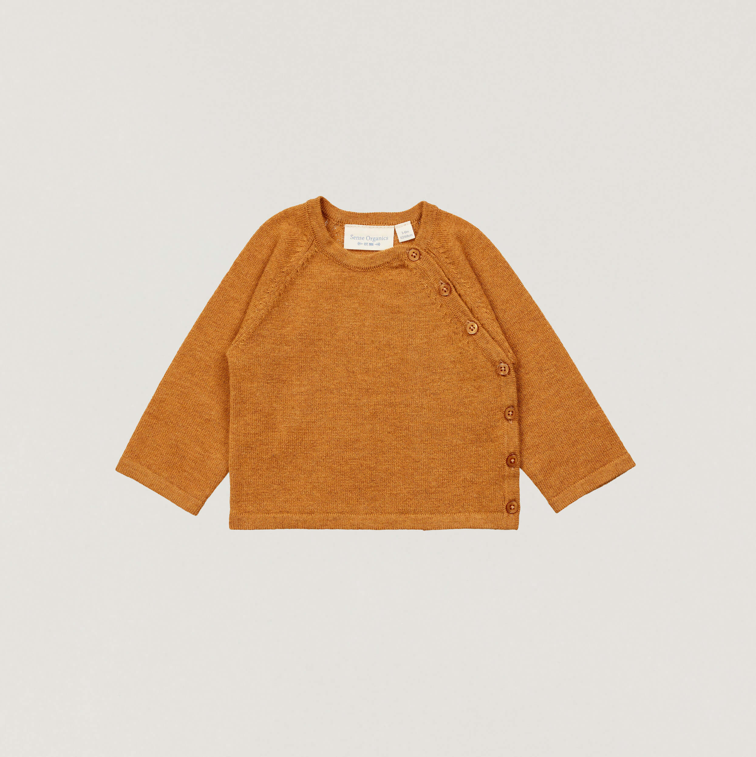 Produktfoto Baby Cardigan Sense Organics in der Farbe Camel