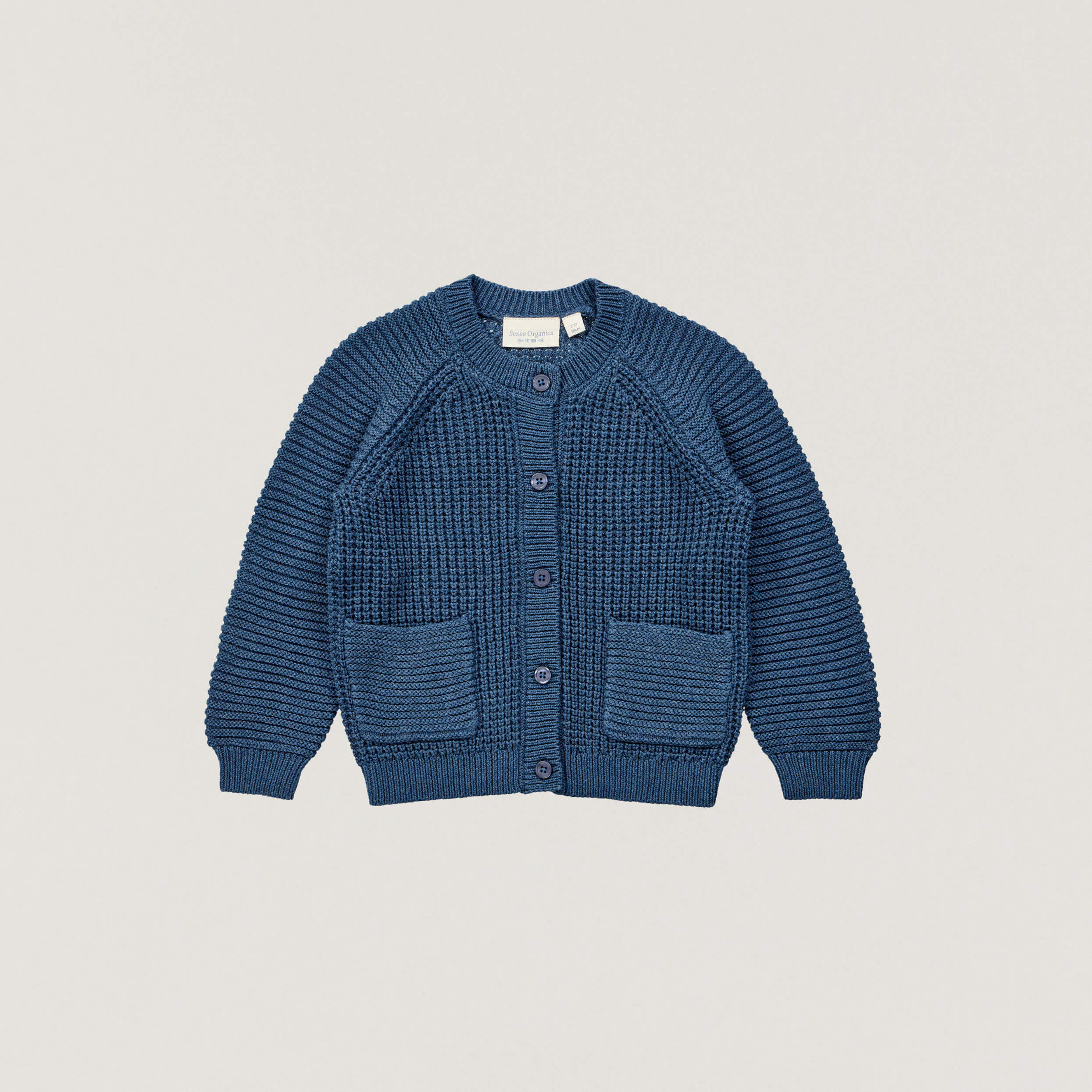 Produktfoto Ripstrick Cardigan Sense Organics in der Farbe Blue