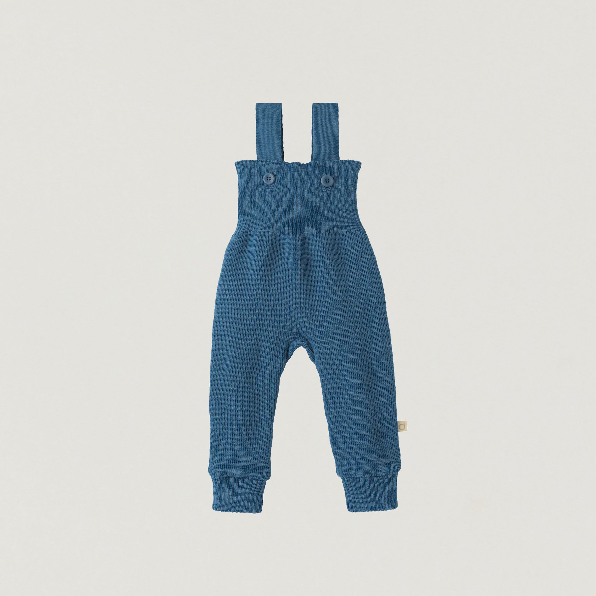 Trägerhose aus Wolle von Disana in taubenblau