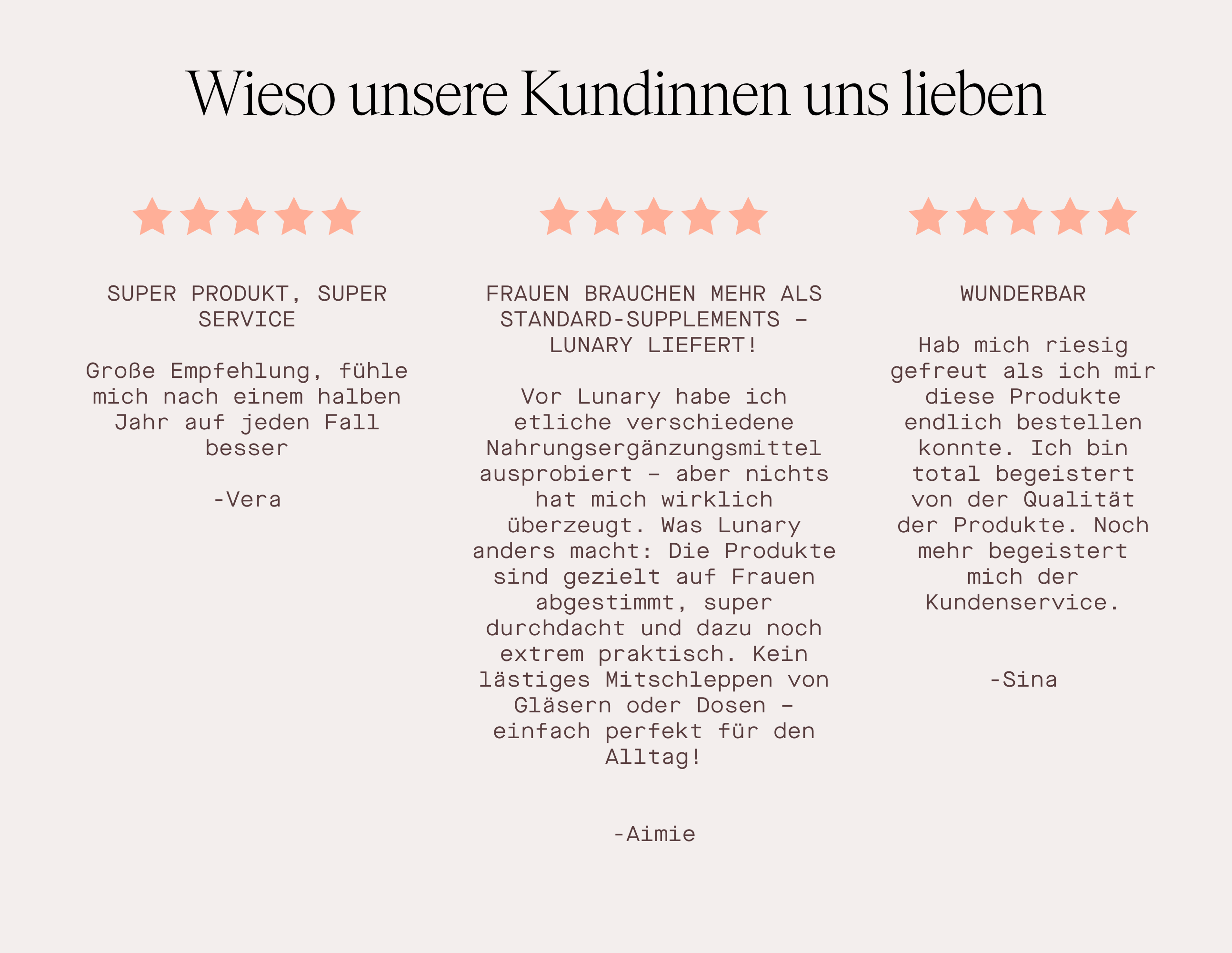 Kundenbewertungen zu Lunary Veg Boost, positive Erfahrungen mit dem Produkt und Kundenservice, Nahrungsergänzung für Veganerinnen