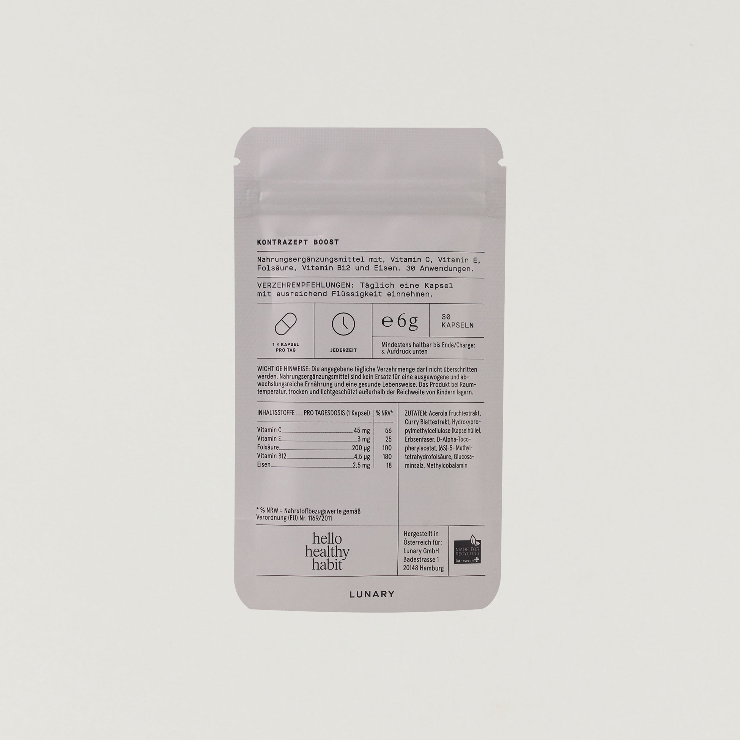 KONTRAZEPT BOOST – Mikronährstoff-Komplex für hormonelle Verhütung