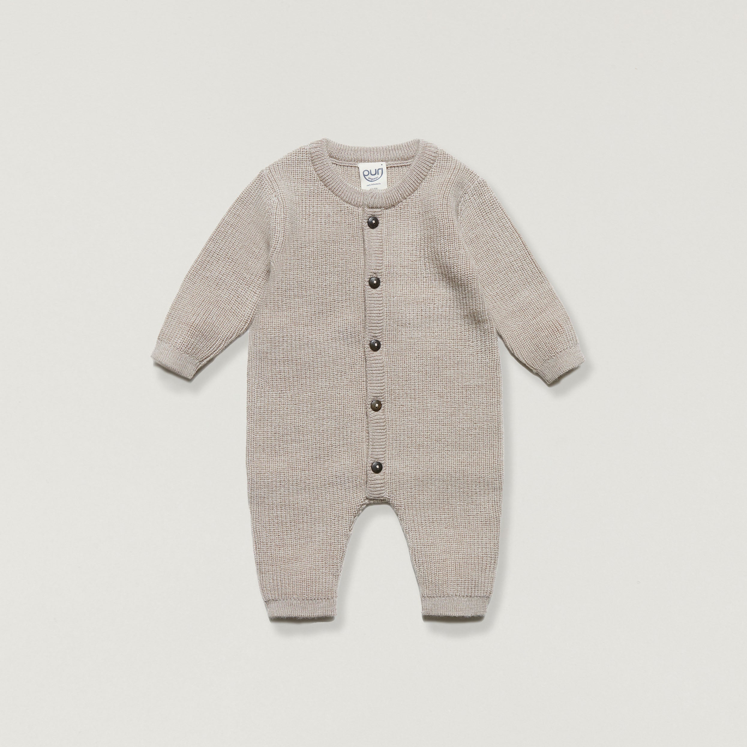 Overall in Perfangstrick aus Wolle von Puri Organics in nature melange