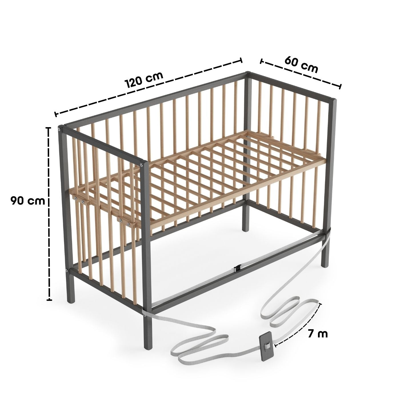 Saemann Beistellbett grau / natur