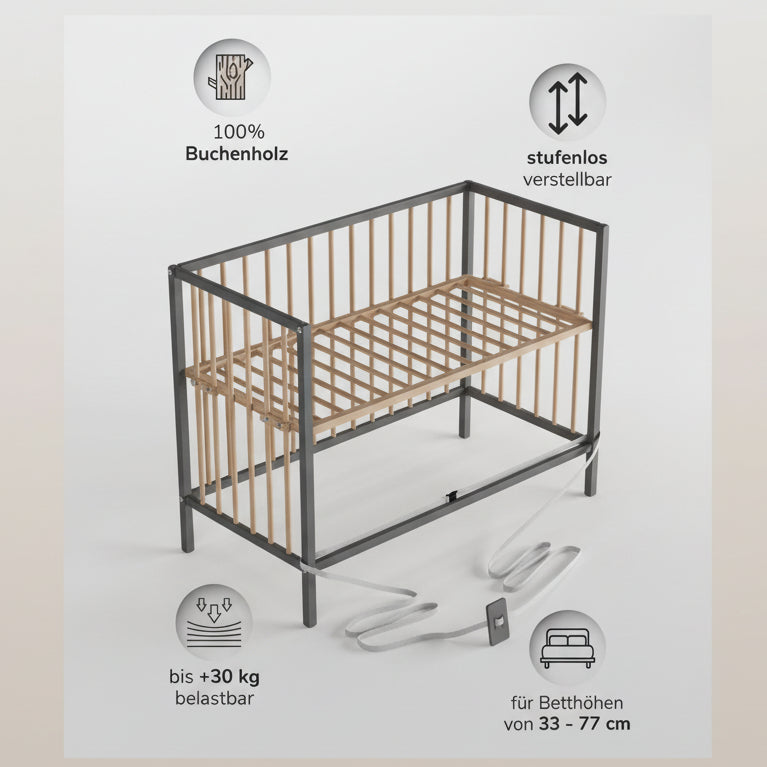 Saemann Beistellbett grau natur