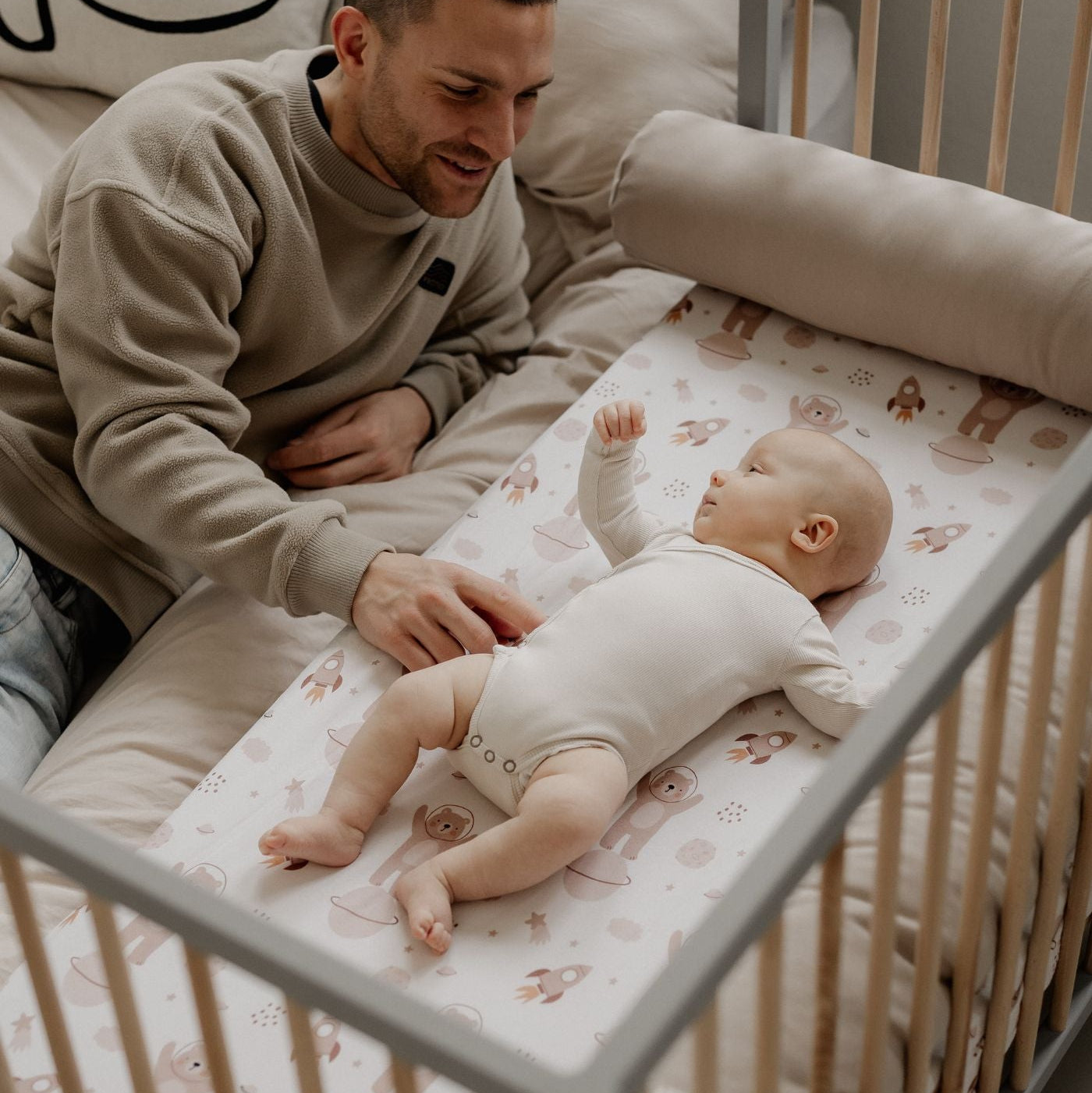 Saemann Beistellbett grau natur