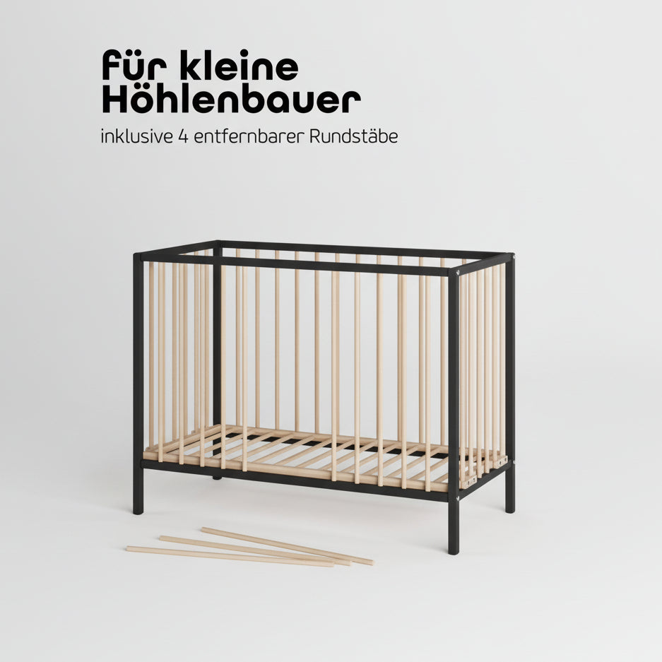 Saemann Beistllbett Schwarz / Natur