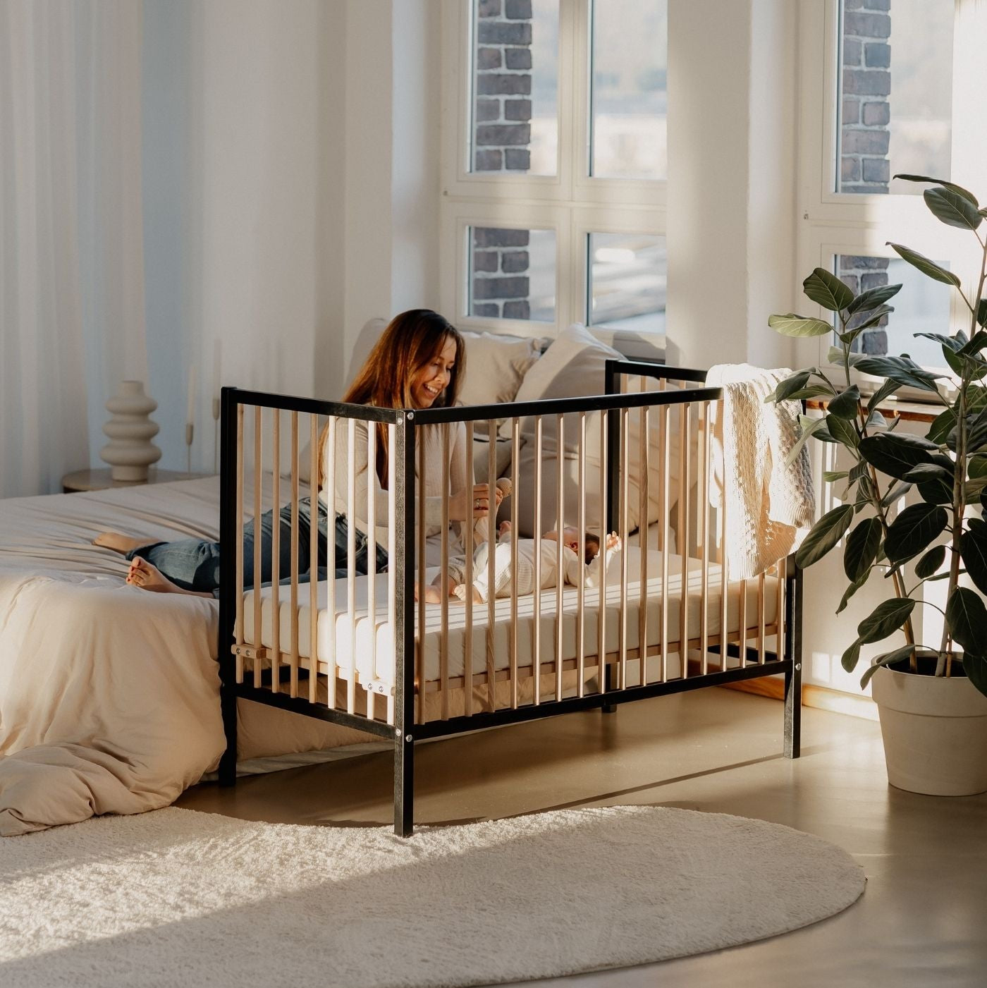 Saemann Beistllbett Schwarz / Natur