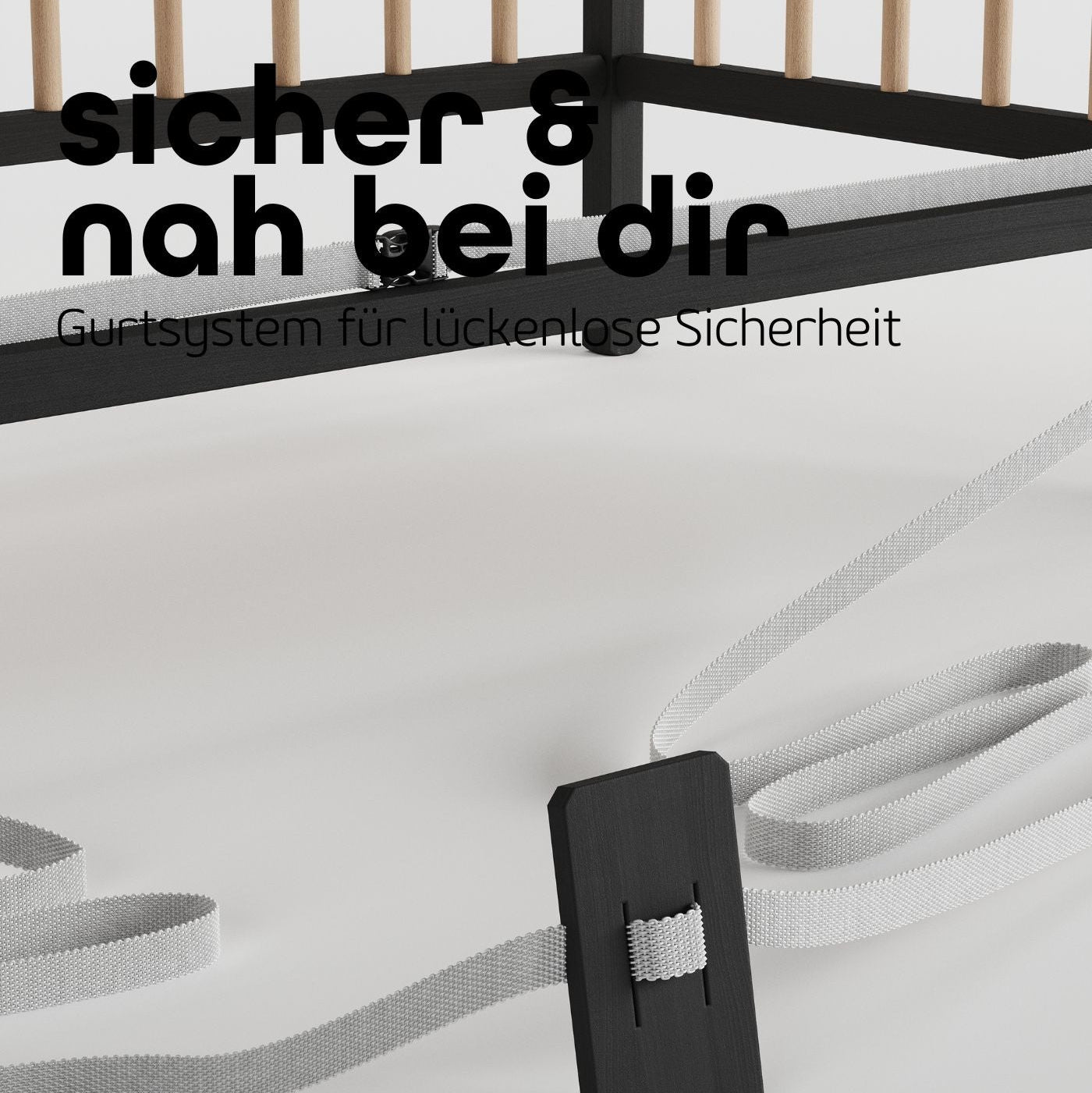 Saemann Beistllbett Schwarz / Natur