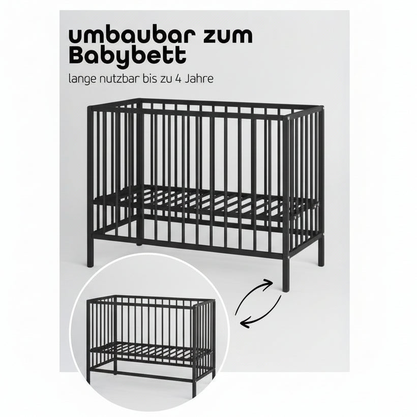 Sämann Beistellbett schwarz
