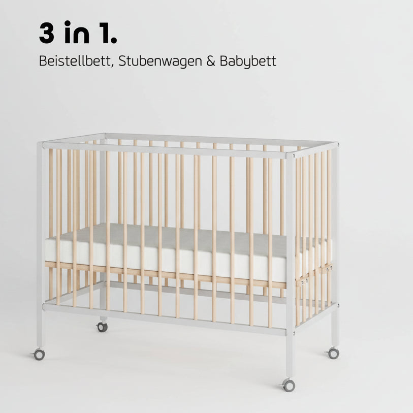 Saemann Beistellbett Weiß / Natur