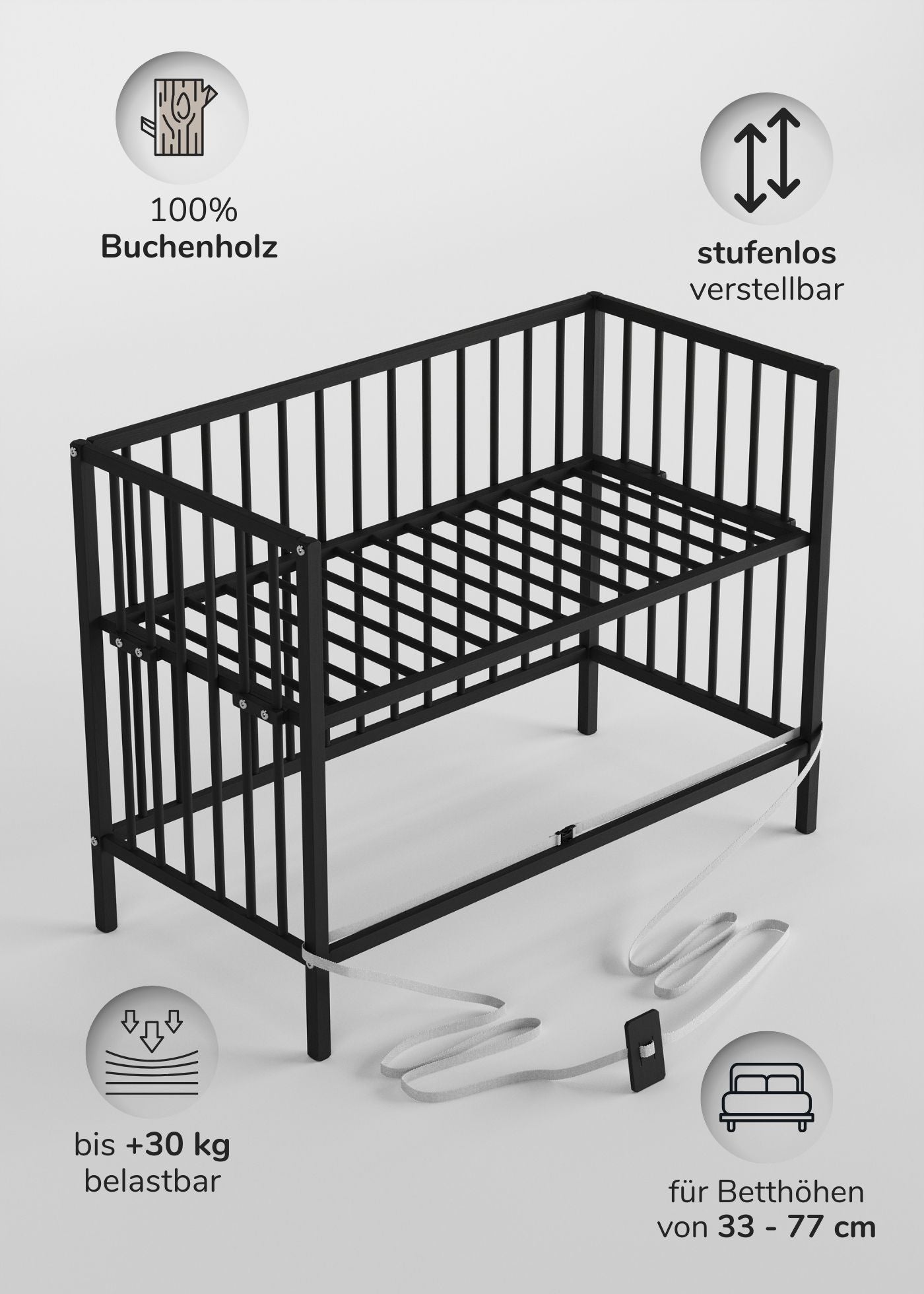 Sämann Beistellbett schwarz Vorteile