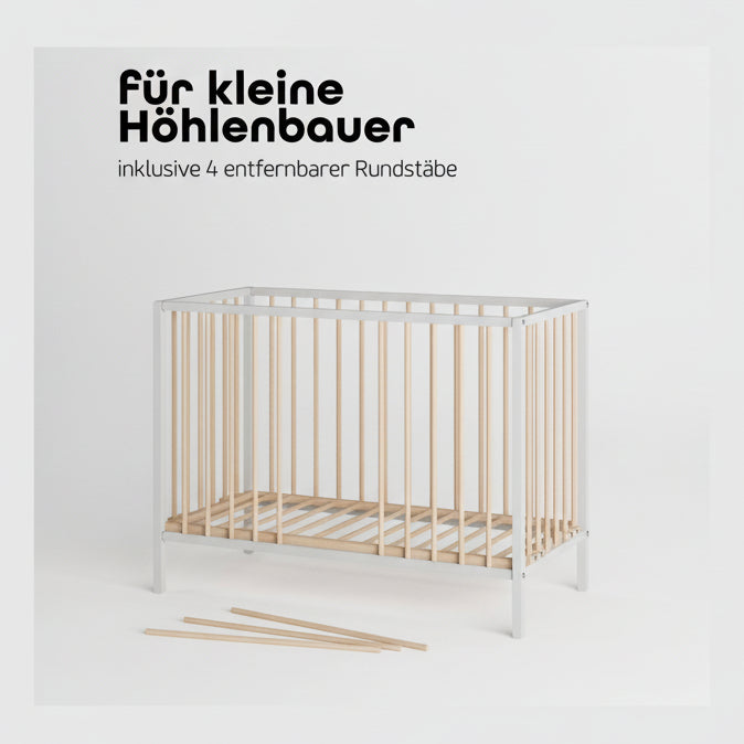 Saemann Beistellbett Weiss / Natur