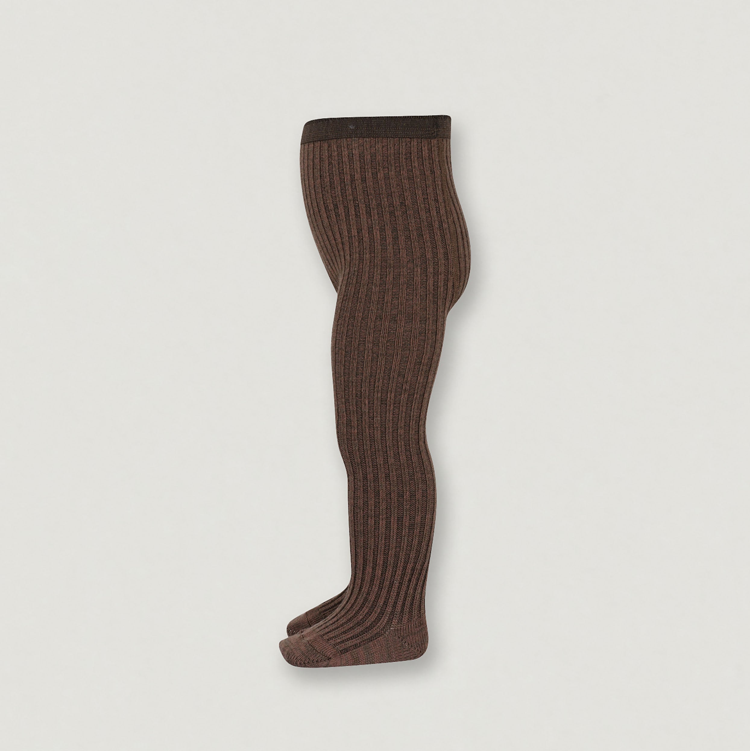 Rippstrick Strumpfhose aus Wolle von mp Denmark in brown melange