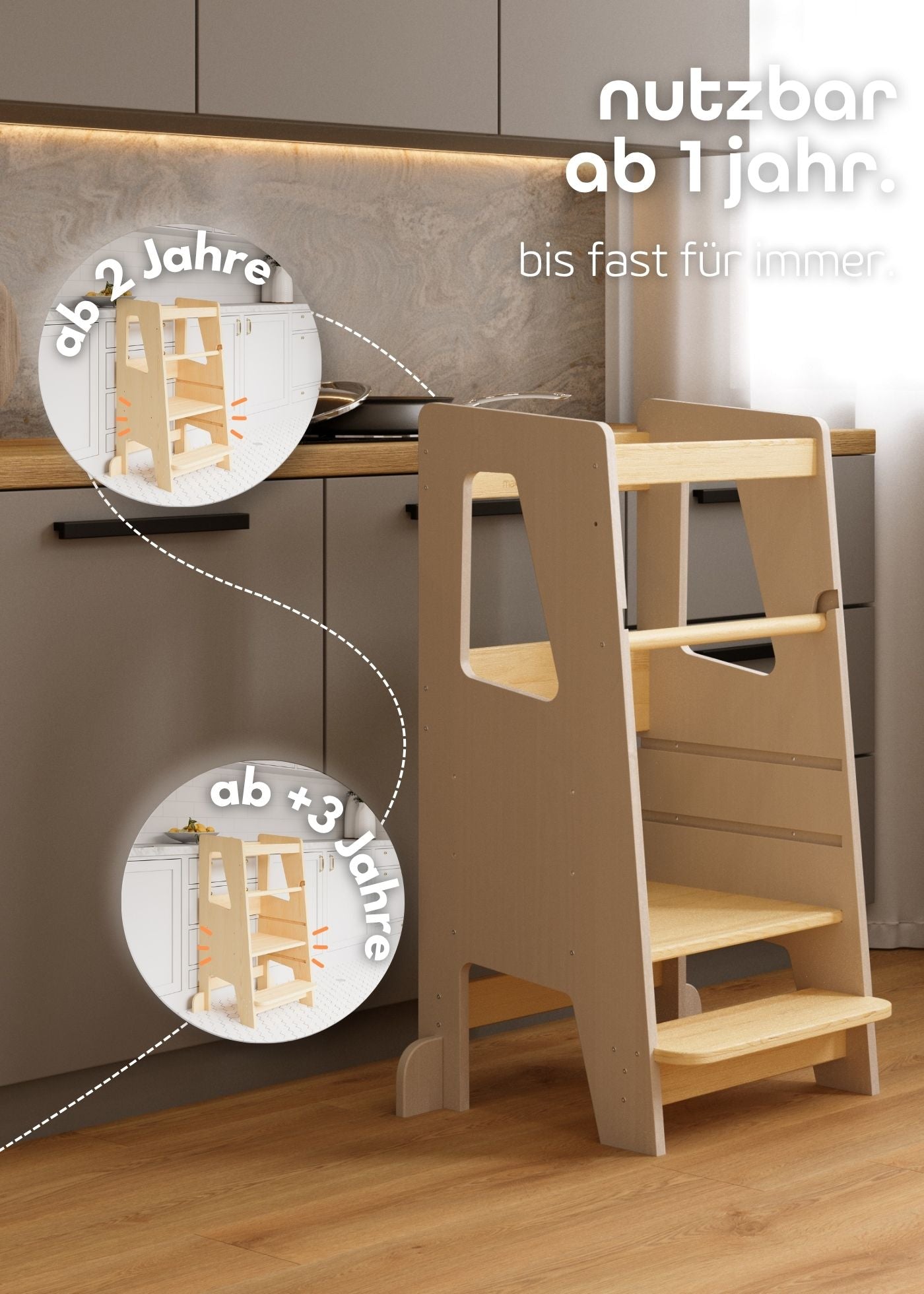 Learning Tower “Steppy” – Discover & Learn at Eye Level – Sahara/Natural