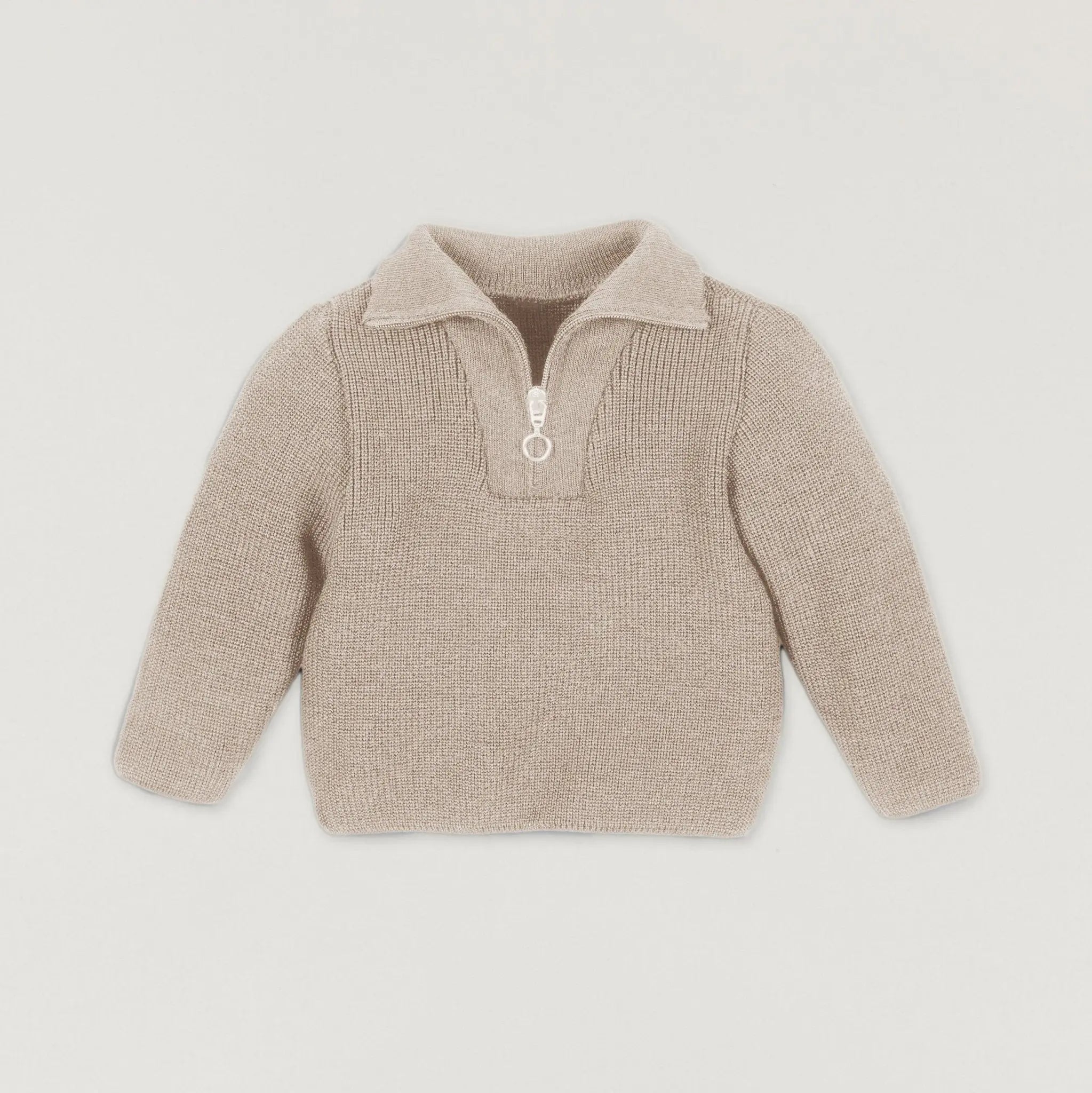 Babybox and Family Halfen Pullover mit Reißverschluss aus Wolle beige 86/92 #farbe_beige