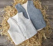 Babybox and Family Halfen Teddy-Weste aus Wollwalk mit Reissverschluss 74/80 grau-h #farbe_74/80
