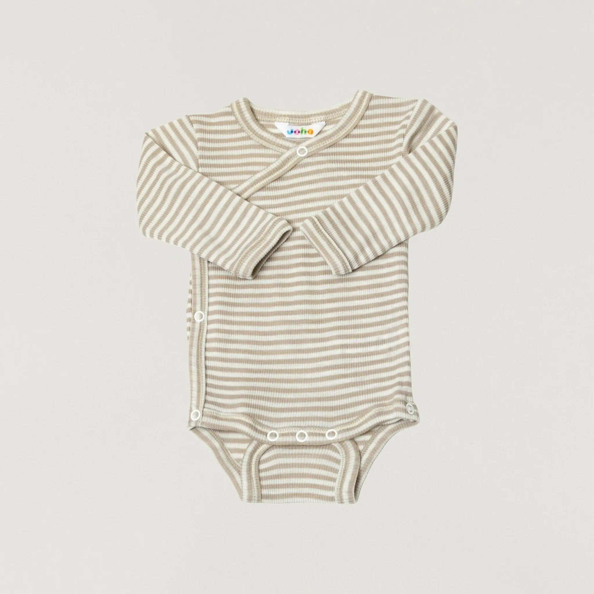 Babybox and Family Joha Wickelbody aus Wolle & Seide 40/44 beige-stripes-jh #farbe_40/44